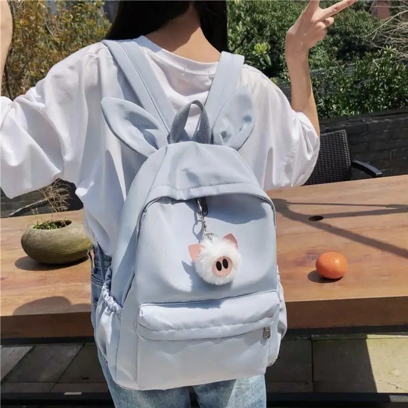 Fashion Pink School Bags for Girls Designer Kawaii Pig Ear Animal School backpack Women Travel Outing Bags Student Book Bag