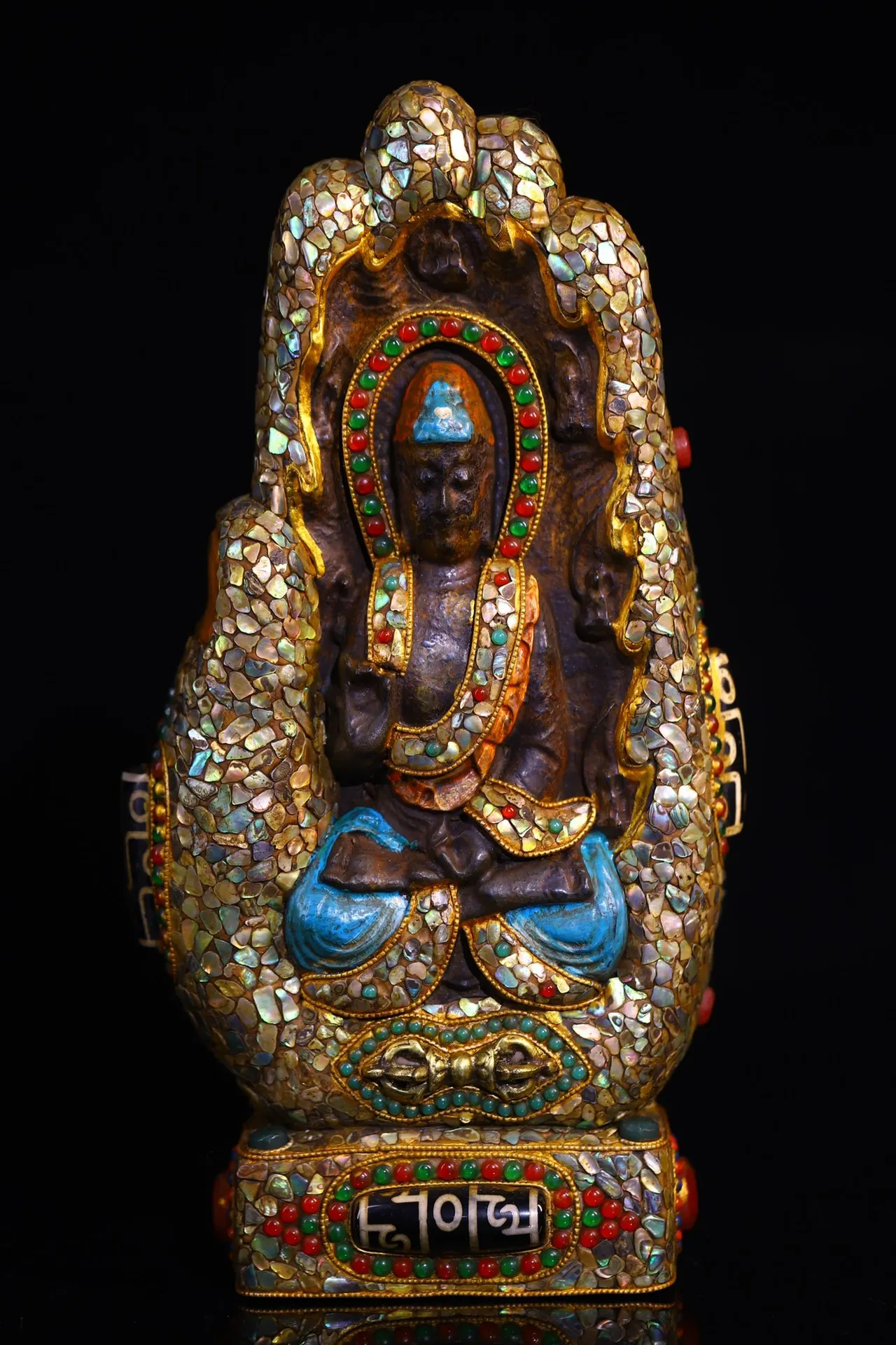 Коллекция тибетских храмов 10 дюймов старая Мозаика из натурального метеорита