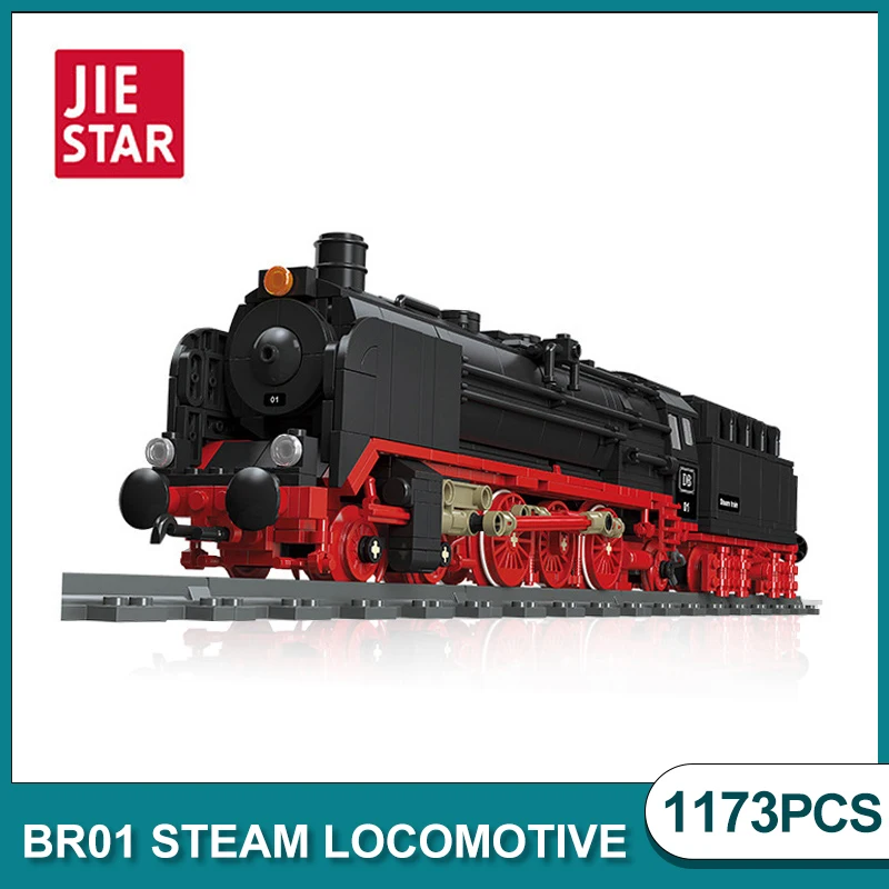 

JIESTAR Technical Ideas Train BR01 Steam Locomotive Classic Railway Creative Building Blocks Model Bricks For Children Gifts Toy