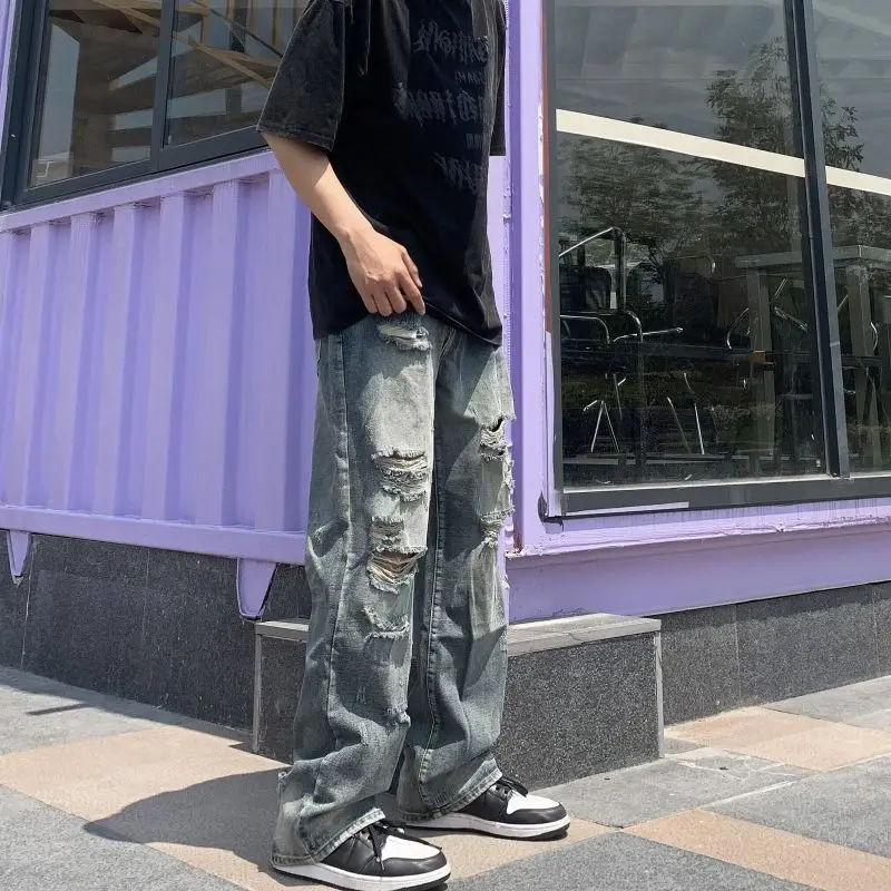 Fashion Jeans Male and Female Trendy BrandINSLoose Straight European and AmericanvibeBeggar Overa