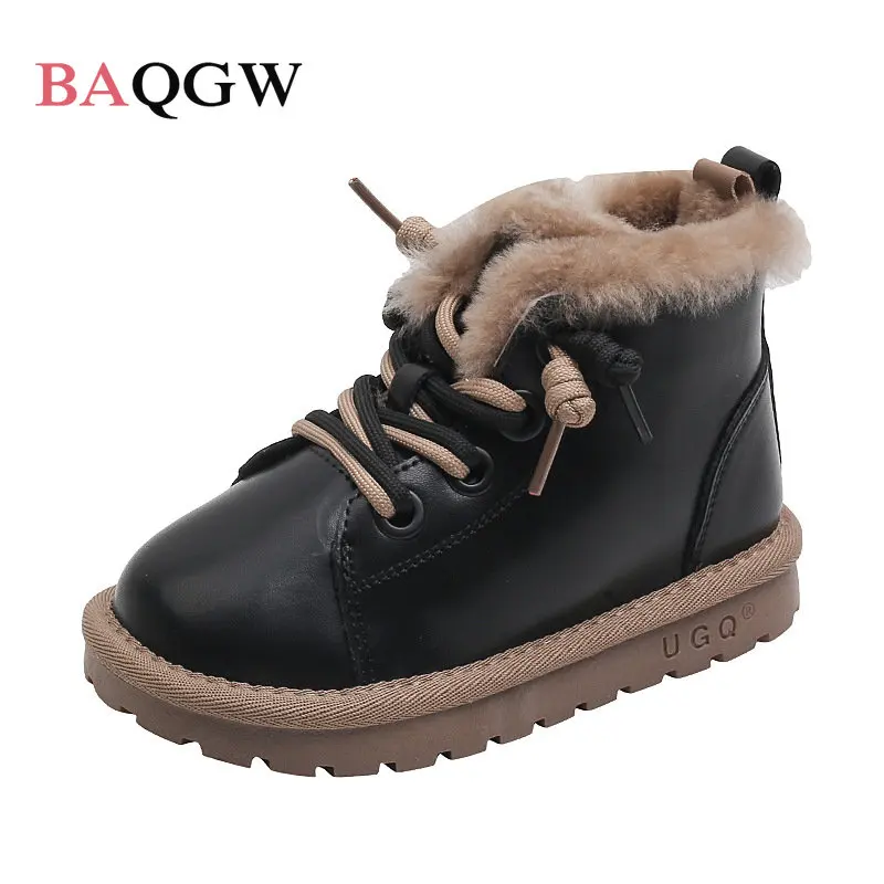 

Зимние плюшевые теплые детские ботинки, модные детские ботинки разных цветов для мальчиков и девочек, водонепроницаемые Нескользящие теплые детские кожаные ботинки