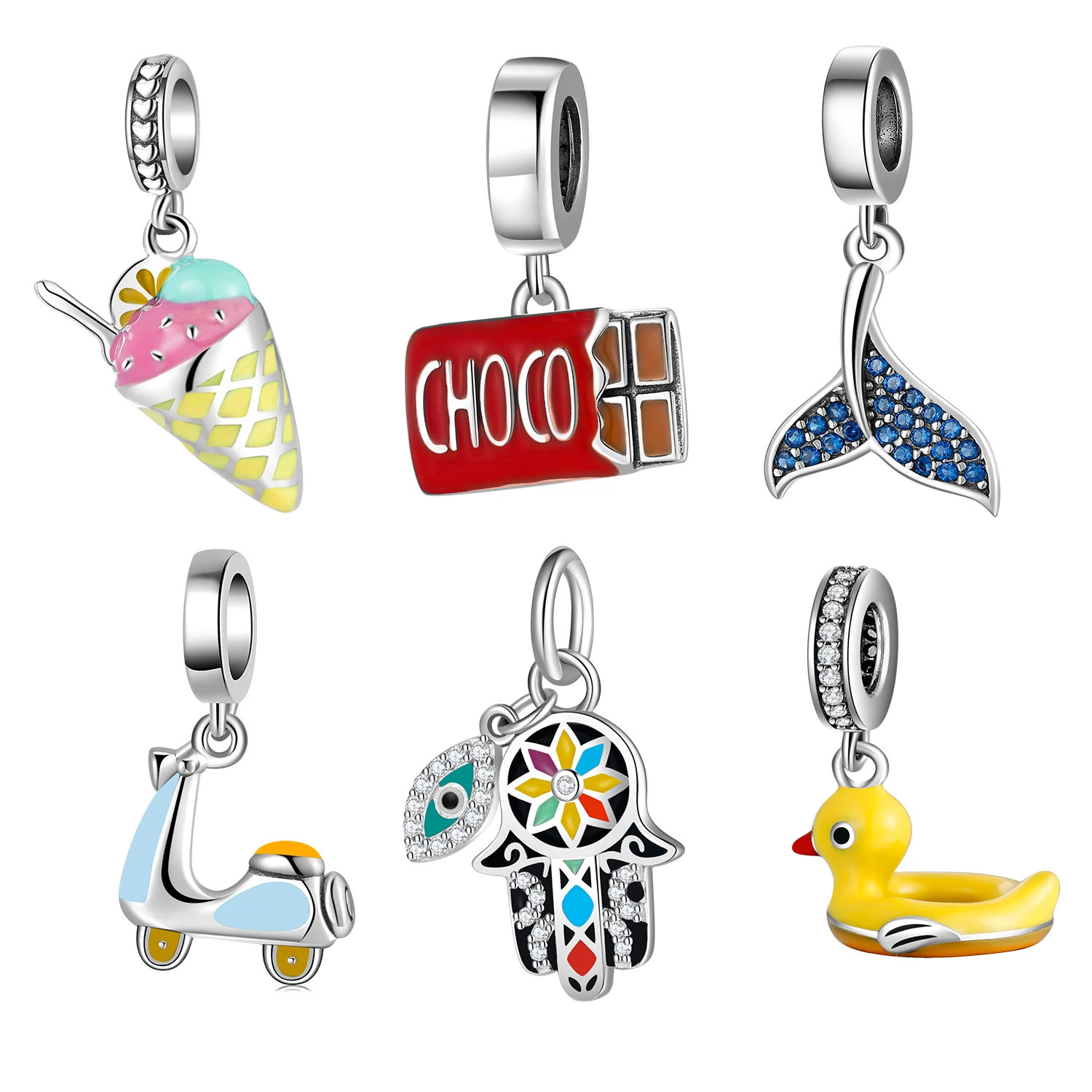 Yellow Duck Hand 925 Sterling Silver Charms For Jewelry Maki