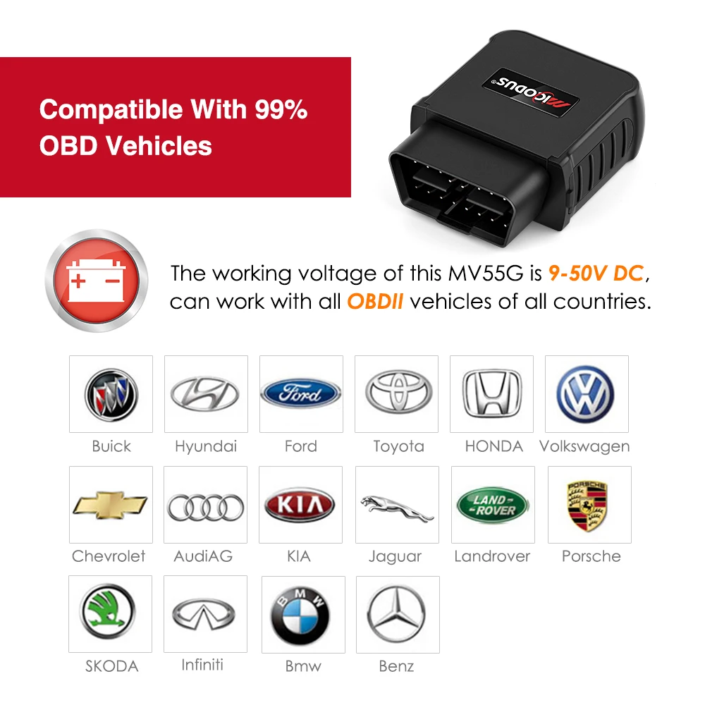 $59.99 2022 MiCODUS OBD GPS Tracker 4G MV55G 9-50V Engine ON/OFF Alarm GPS Car Tracker Tracking Device Plug Out Alarm LIFETIME Free APP