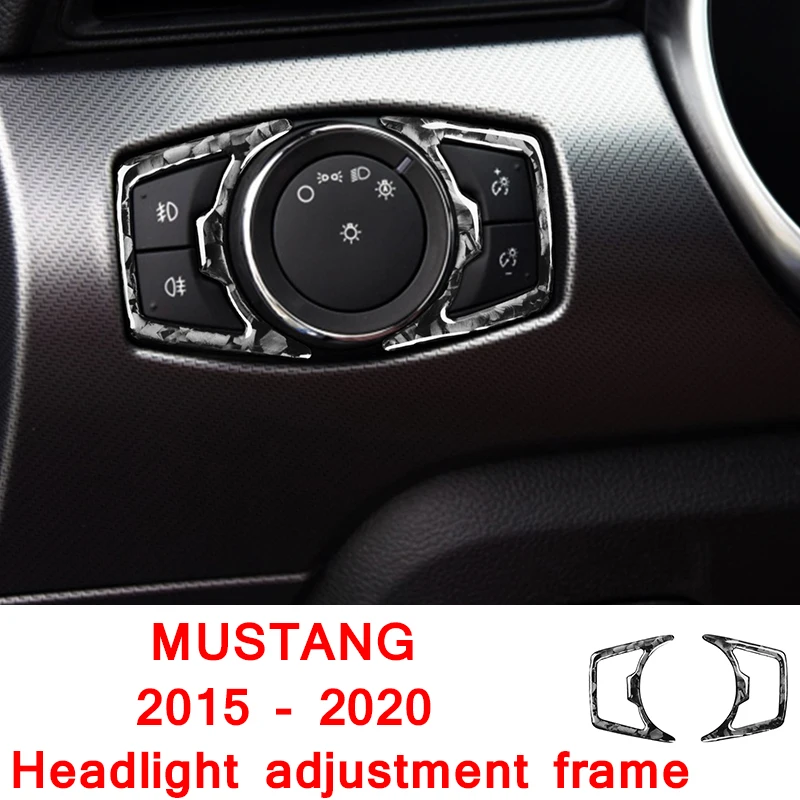 

Для Ford Mustang 2015-2020, панель переключателя фар из углеродного волокна, декоративная рамка, автомобильные наклейки, кованый узор, аксессуары для ...