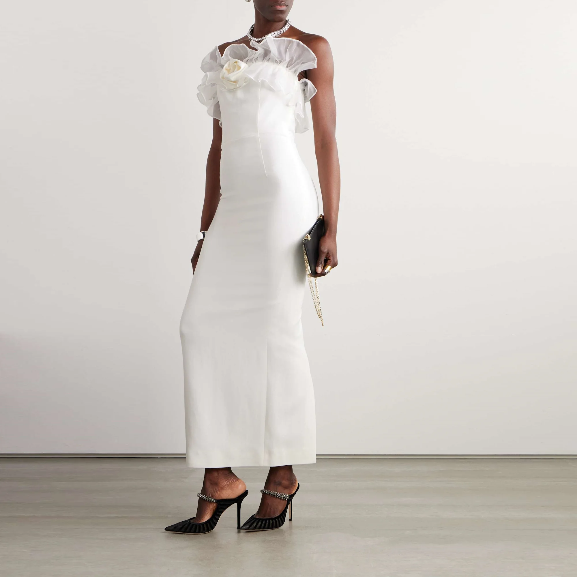 Женское вечернее платье-Русалка Welove цвета слоновой кости без бретелек с 3D