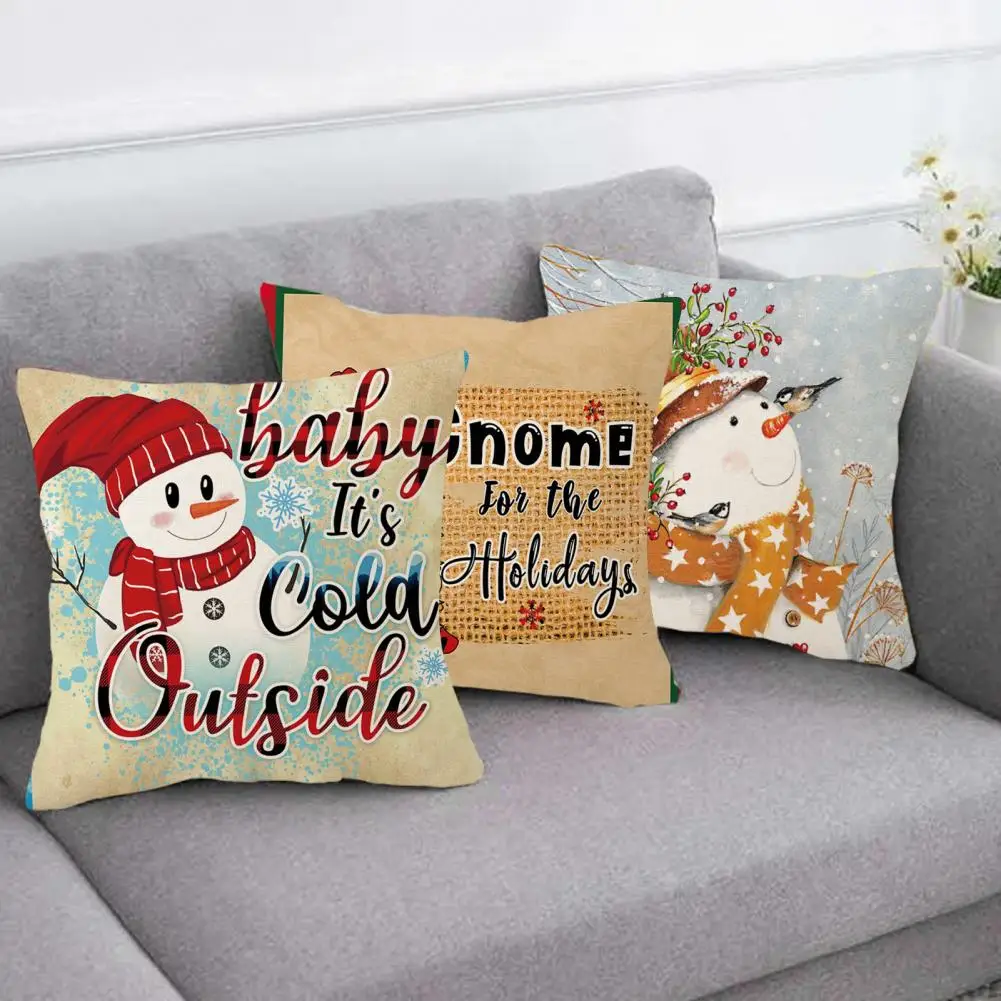 

Christmas Pillowcase Hidden Zipper Square Bedroom Living Room Soft Comfortable Throw Pillow Cover Festival Decoration for Sofa
