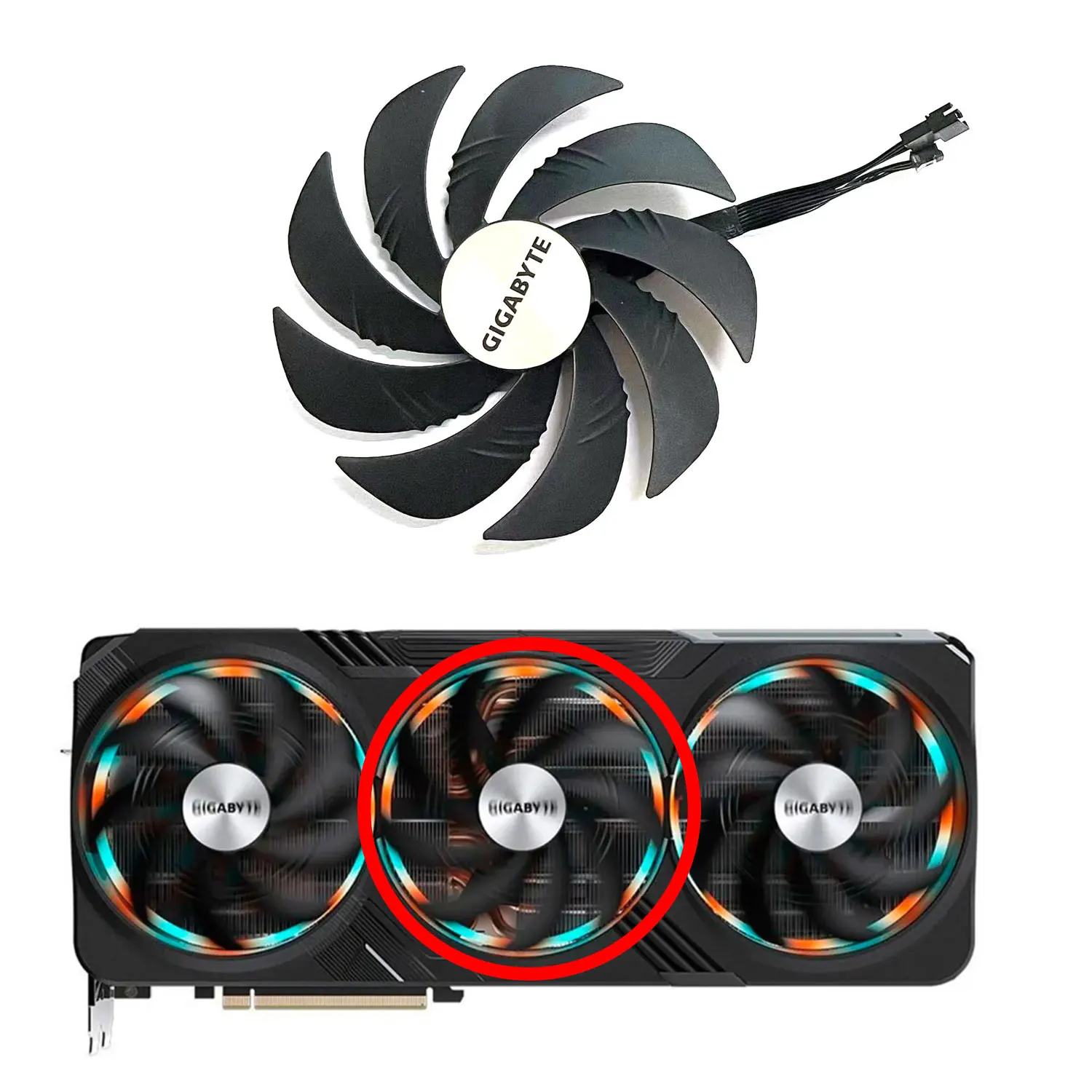 Новый вентилятор графического процессора 105 мм PLD10020S12H RTX4080 4090 для Gigabyte Geforce RTX 4090 RTX 4080 Gaming OC охлаждающий вентилятор (art.: 3920cd67cfd46) - 3920cd67cfd46