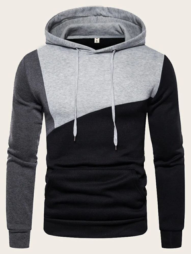 

Men Cut And Sew Drawstring Hooded Sweatshirt