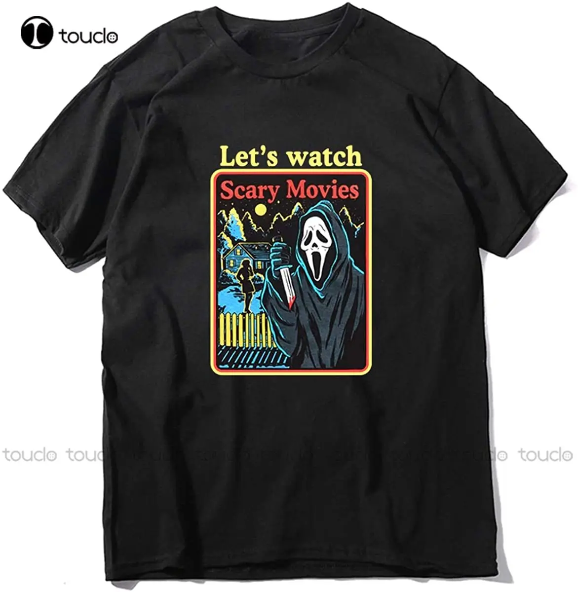 

Cenfenner Scream Movie Ghost Face Let'S Watch Scary Movies Horror Movie Men'S Shirt Short Sleeve Funny T-Shirt Tee Shirts Tshirt