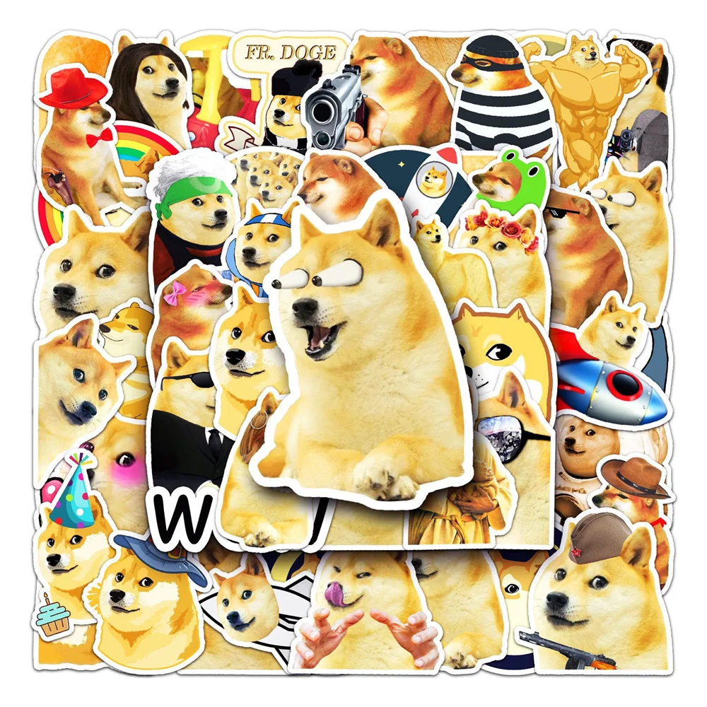 

10/30/50pcs Funny Cartoon Doge Dog Meme Stickers For Luggage Laptop Ipad Skateboard Guitar Journal Stickers Wholesale