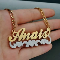 custom nameplate necklace 18k gold plated double layer necklaces personalized name necklaces gold choker women jewelry gifts