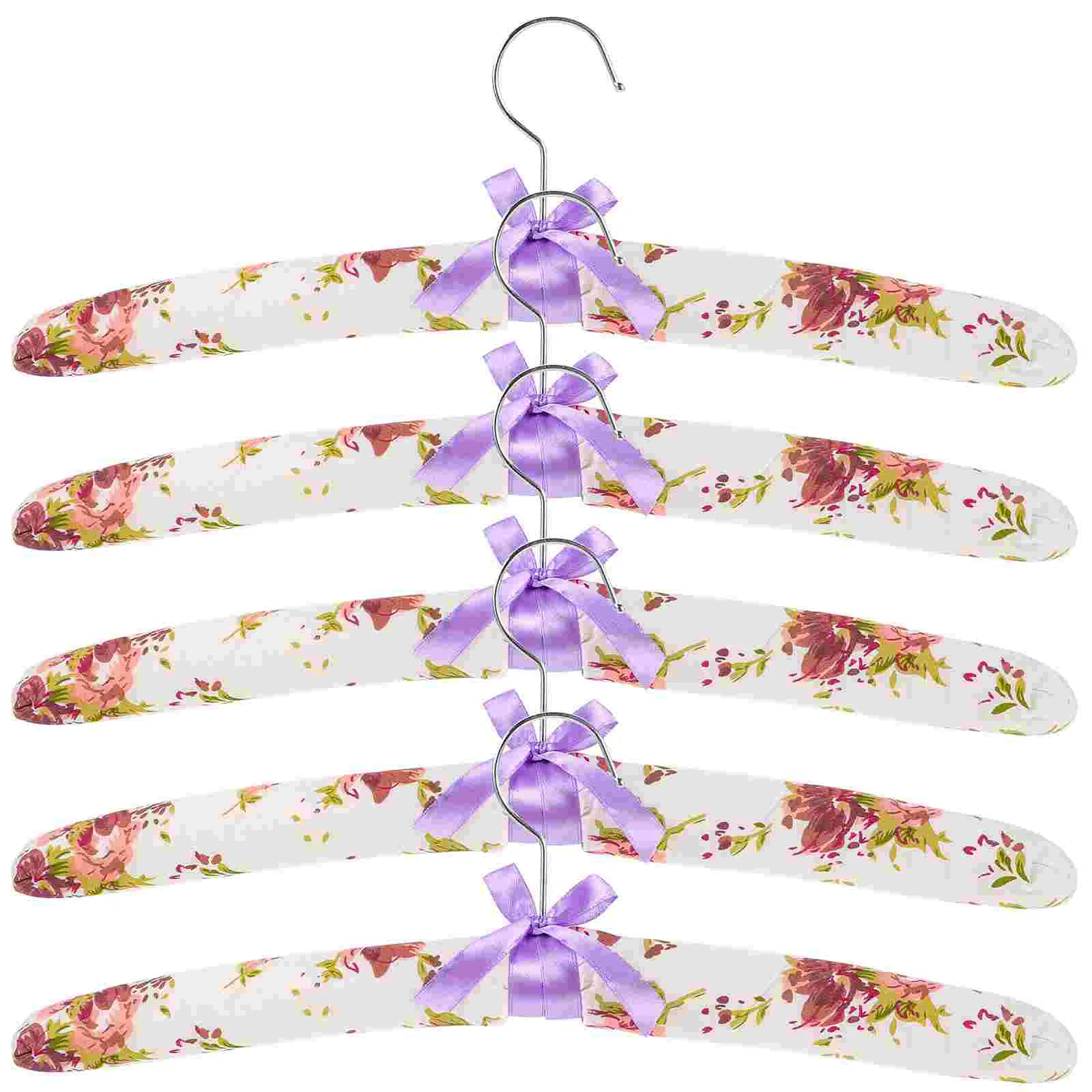 

5 Pcs Cloth Floral Hanger Dress Hangers Clothing Storage Racks Clothes Support Sweaters Shop Cotton Anti-skid Padded Coat