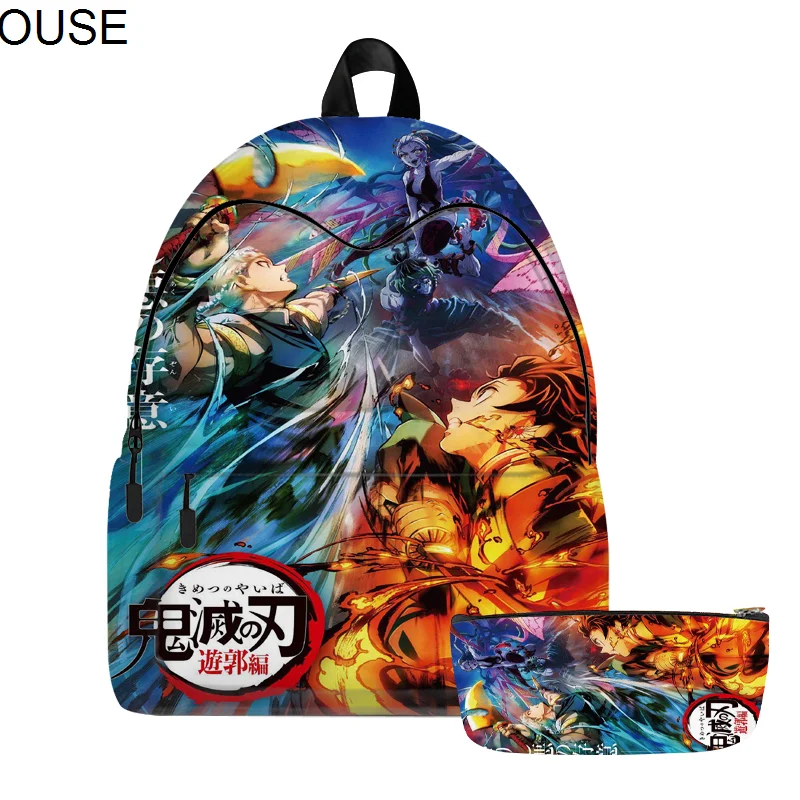 Рюкзак для ноутбука YOUSE Demon Slayer 2 шт./компл. Kimetsu No Yaiba Mochila с пеналом школьные сумки для мальчиков и девочек детский школьный рюкзак