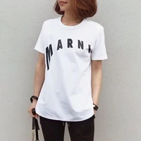 women summer letter t shirt patchwork color block fashion simple white casual slim tee daily street all match wear activity tops
