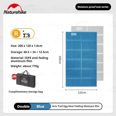 Naturehike складной коврик Troues-R1.8 синего/зеленого цвета для 1-2 человек