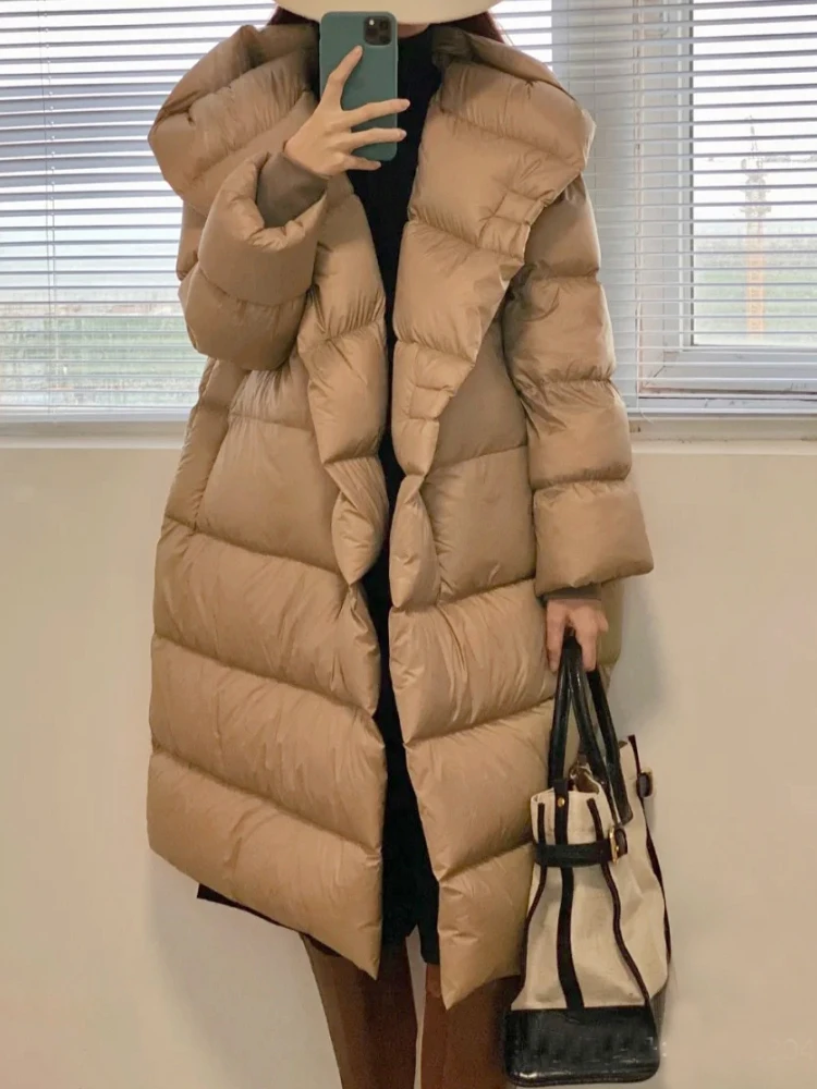 

Толстый теплый пуховик для женщин, зима 2022, новинка, большой размер, повседневное длинное пальто для женщин, высокая улица, рукав «летучая мышь», свободные пуховики, парки