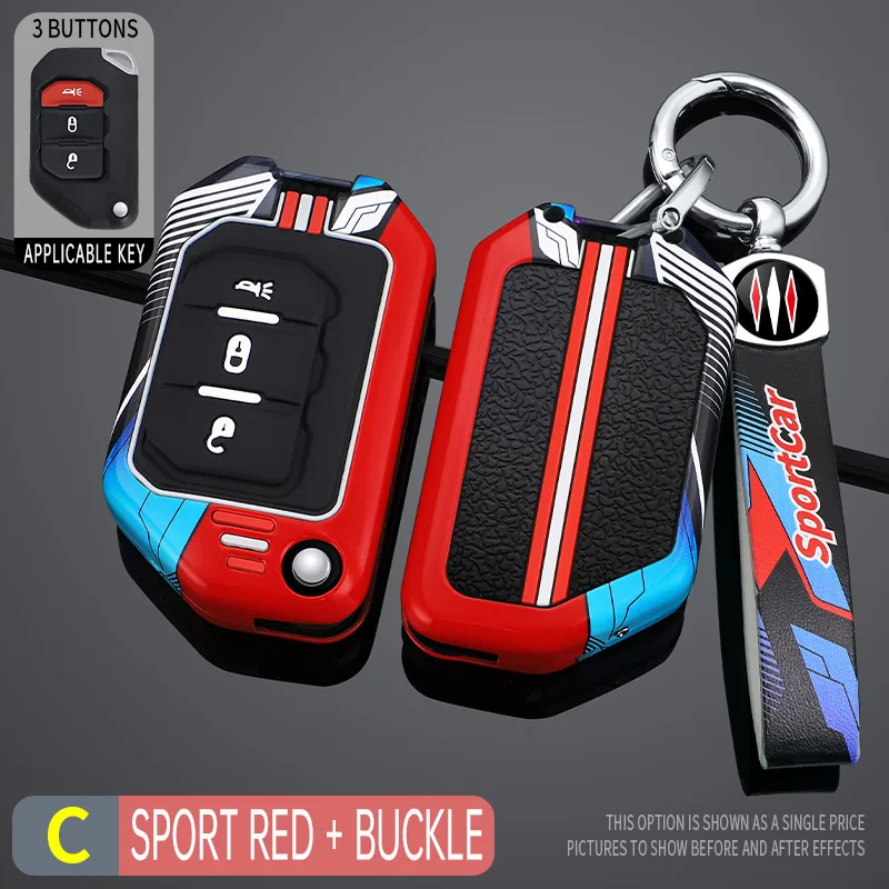 

2/3/4 кнопки гоночного стиля, чехол для ключей от автомобиля, чехол для ключей для Jeep Wrangler Gladiator JL JLU Rubicon Sahara JLU JT 2018-2022, аксессуары