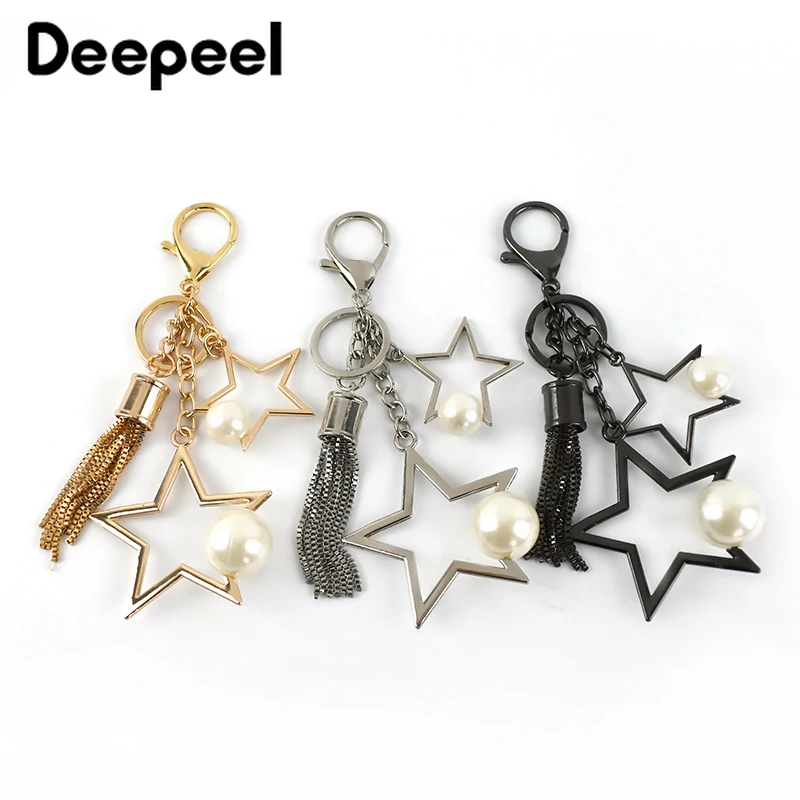 

2/5 шт. 13,5 см модная металлическая пряжка со звездой и жемчугом застежка-лобстер кисточка брелок Женская цепочка для сумок декоративная подвеска DIY аксессуары