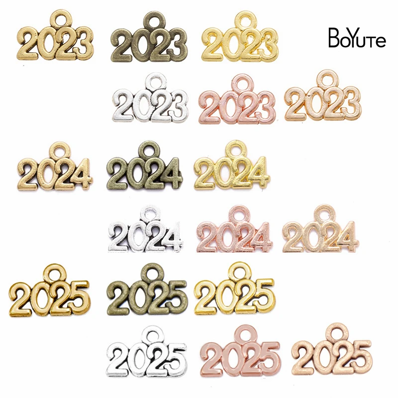 

BoYuTe (100 Pieces/Lot) 14*9MM Metal Alloy 2022 2023 2024 2025 Year Souvenir Charms Pendant Diy Handmade Jewelry Accessories