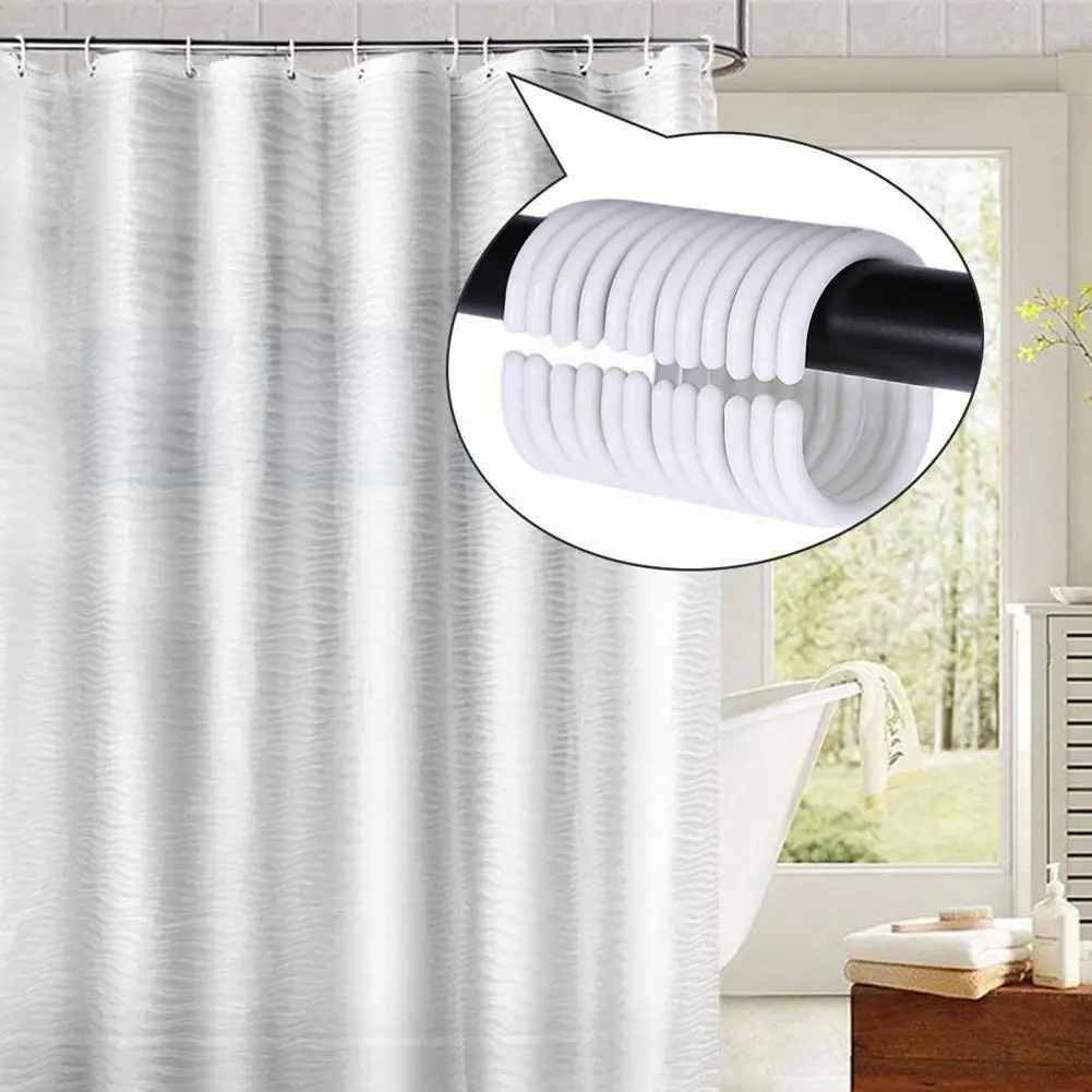

New Hot Curtain Poles Shower Rod Hook Hanger White Drape Ring Loop Color 12pcs Drapery Use Clasp Bath Home Clips Plastic B8l5