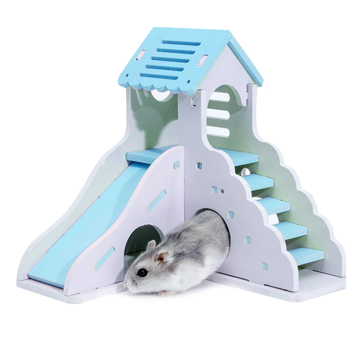 

Double Layer Hamster House Dual-layer Pet Play House with Stairs Slide