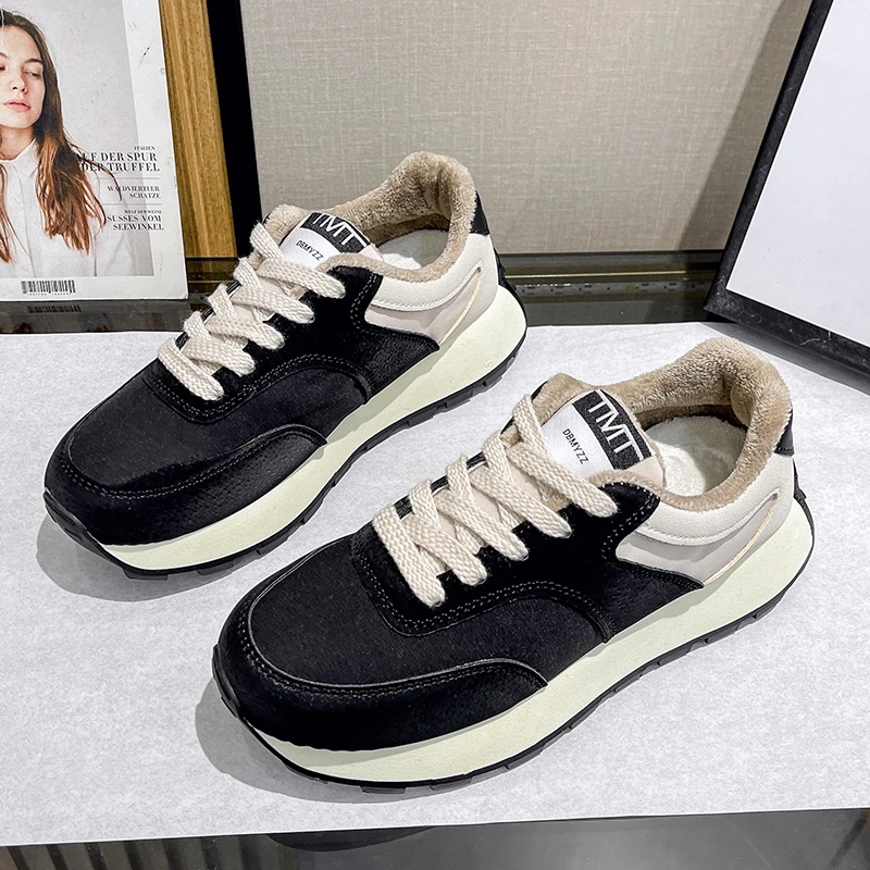 

Зимняя женская обувь, повседневная удобная спортивная обувь из искусственной кожи, очень теплые женские сапоги, уличная Нескользящая Женск...