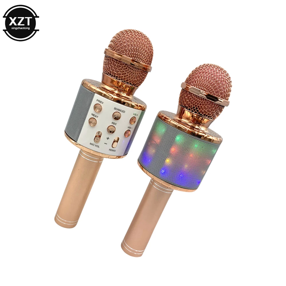 WS858 Wireless Karaoke Microphone Bluetooth Portable KTV Speaker with Dance LED Recording Function phone Karaoke Live Microphone