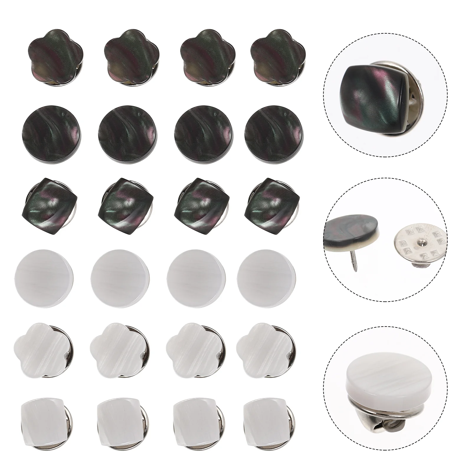 

30pcs Shell Fixing Button Decorative Buttons Lapel Decorative Buttons Lapel Pin Buttons Collar Safety Button