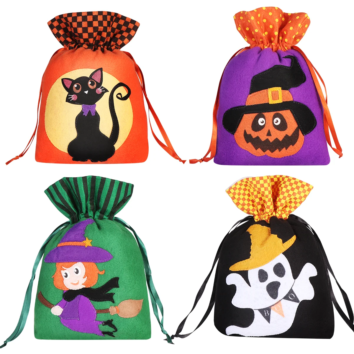 

8PCS Trick or Treat Bags for Kids Candy Bags, Drawstring Bags Gift Goodie Bags for Kids for Party Favors ( 25 x 16 x 02 )