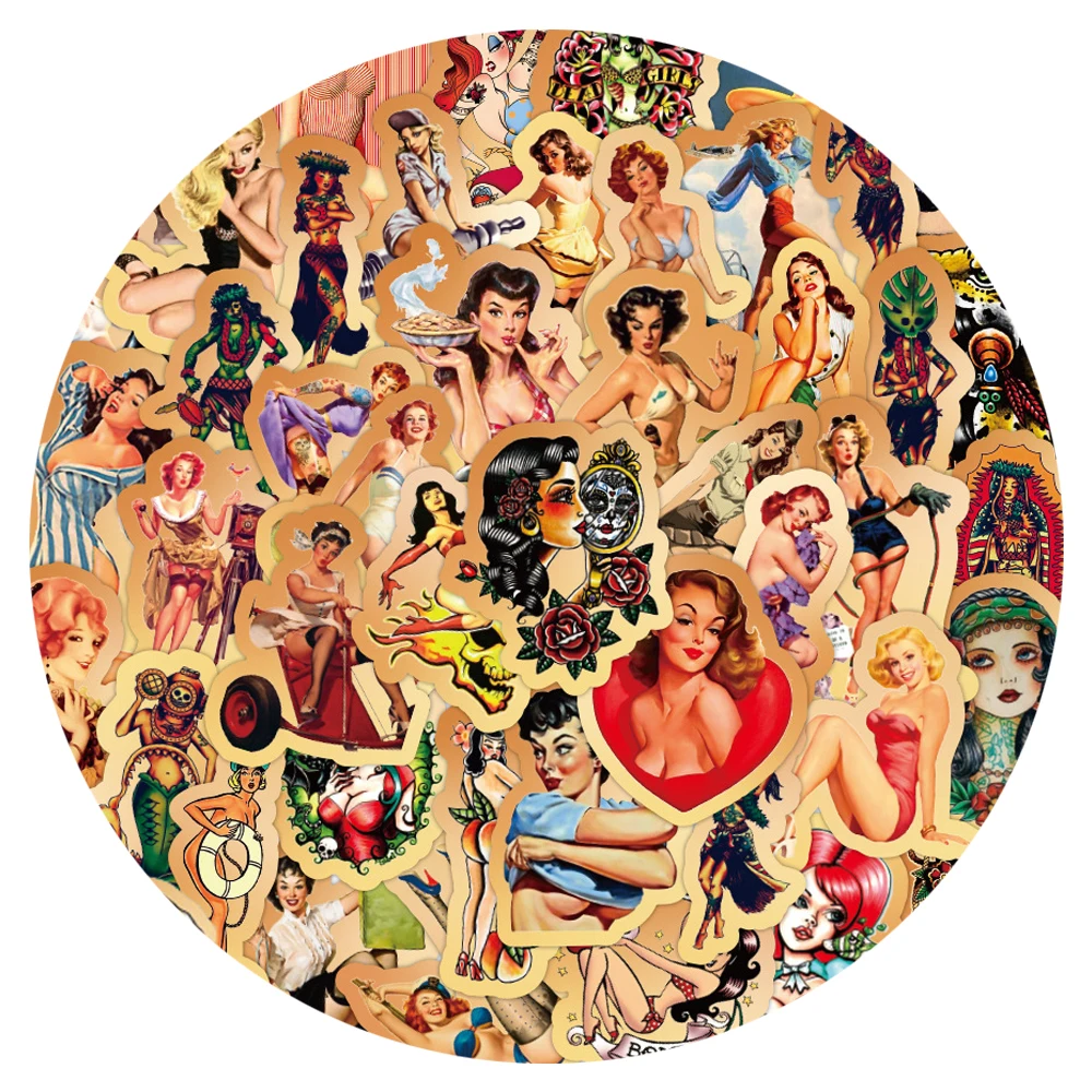 Стикеры в стиле ретро с изображением сексуальной девушки и граффити 10/30/50 шт. |