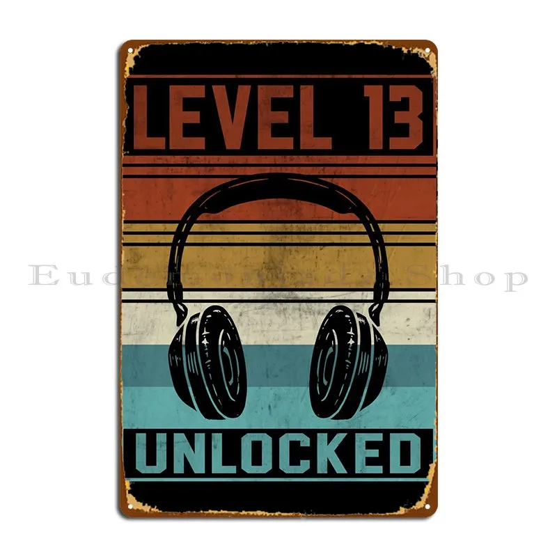 

Gamer Boy 13th Birthday Metal Signs Party Garage Garage Party Club Create Tin Sign Poster