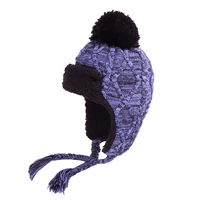 earflap hat pompom women winter autumn warm acrylic knitted cap skiing accessory for outdoor teenagers