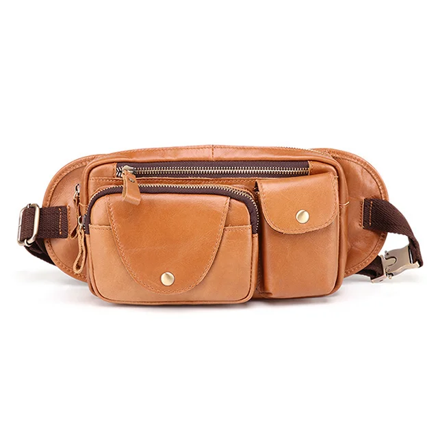 

Waist Bag Fanny For Men Genuine Sling Chest Waist Packs Leather Shoulder Belt Bag Male Waist Pack Travelling Phone Pouch Bum Bag