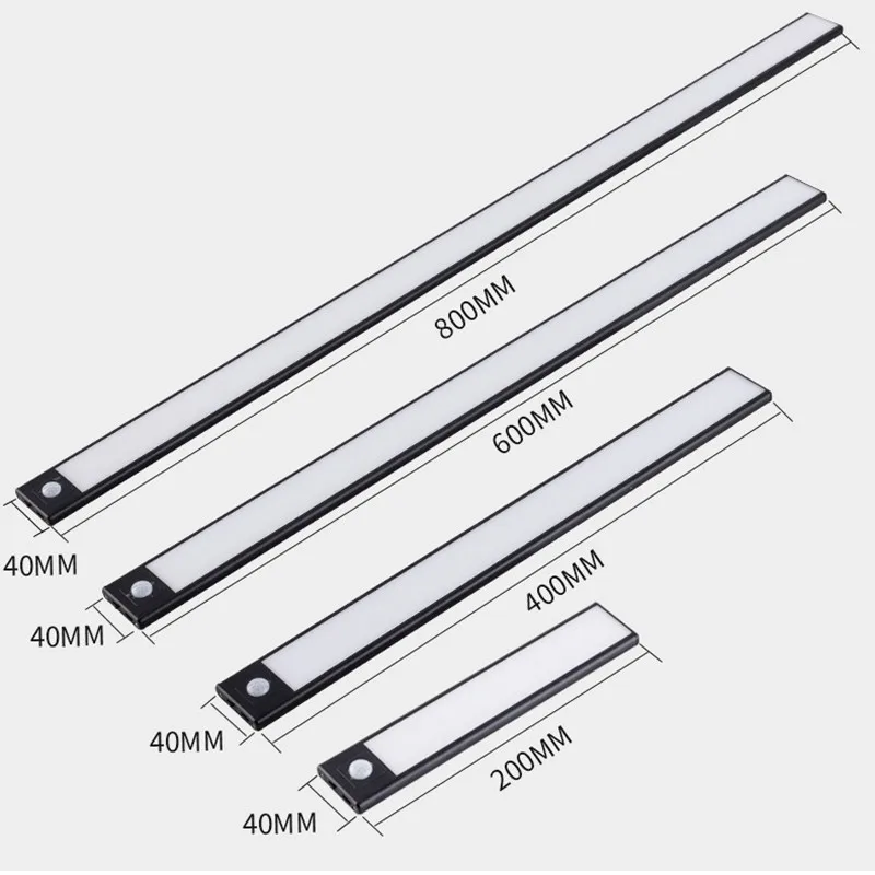 

LED Night Light 20406080CM Motion Sensor Wireless USB Cabinet Night Light Wardrobe Lamp For Kitchen Cabinet Bedroom Wardrobe