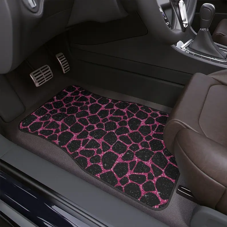 

bam bam rock pink car floor mats, 1pc| animal design |pink and black zebra print | car accent| car accessory| gift idea