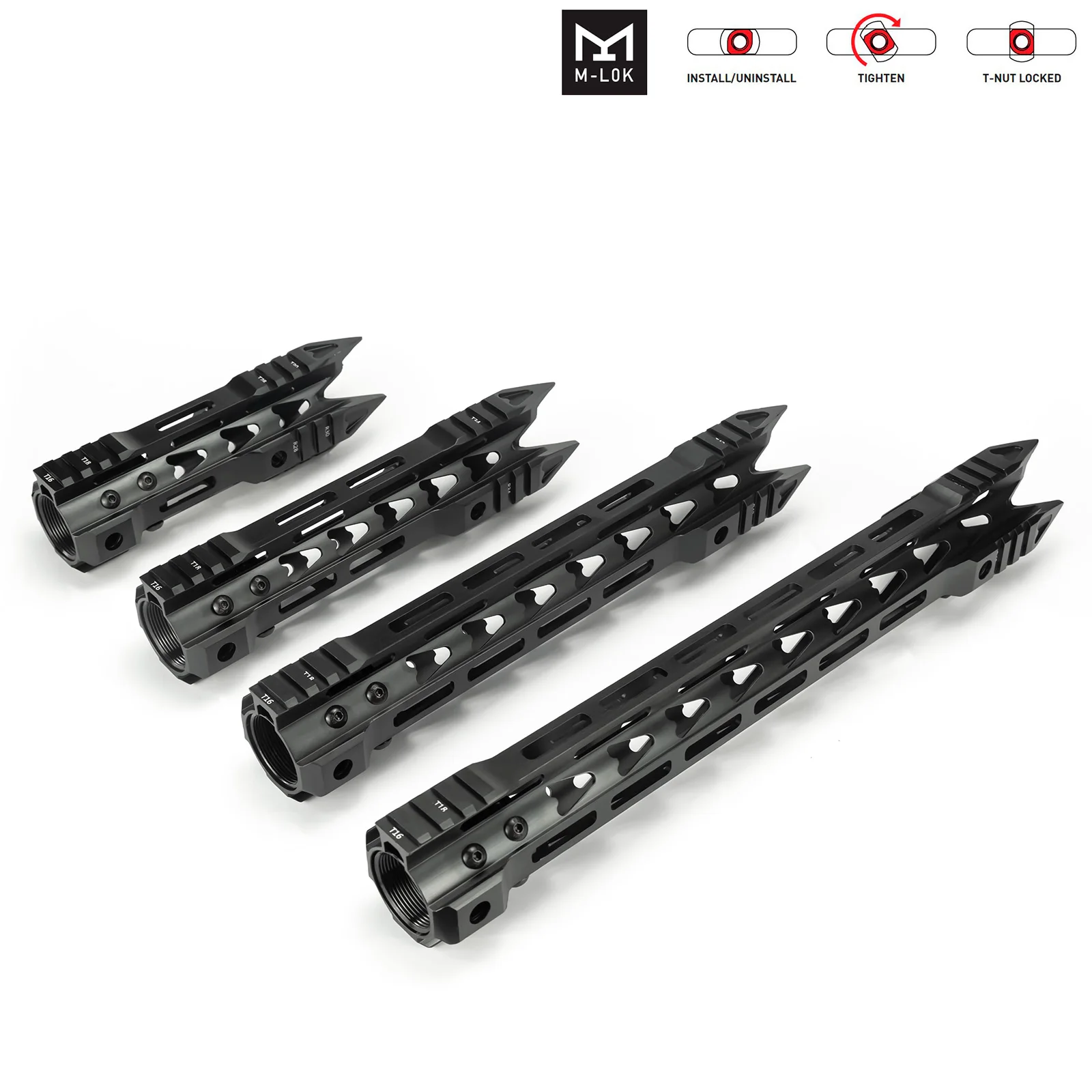 

7"L 9"L 12"L 15"L AR15 Mlok Handguard Super Slim Quad Rail Free Float Picatinny Rail Scope Mount Accessories On .22 5.56 M4 M16