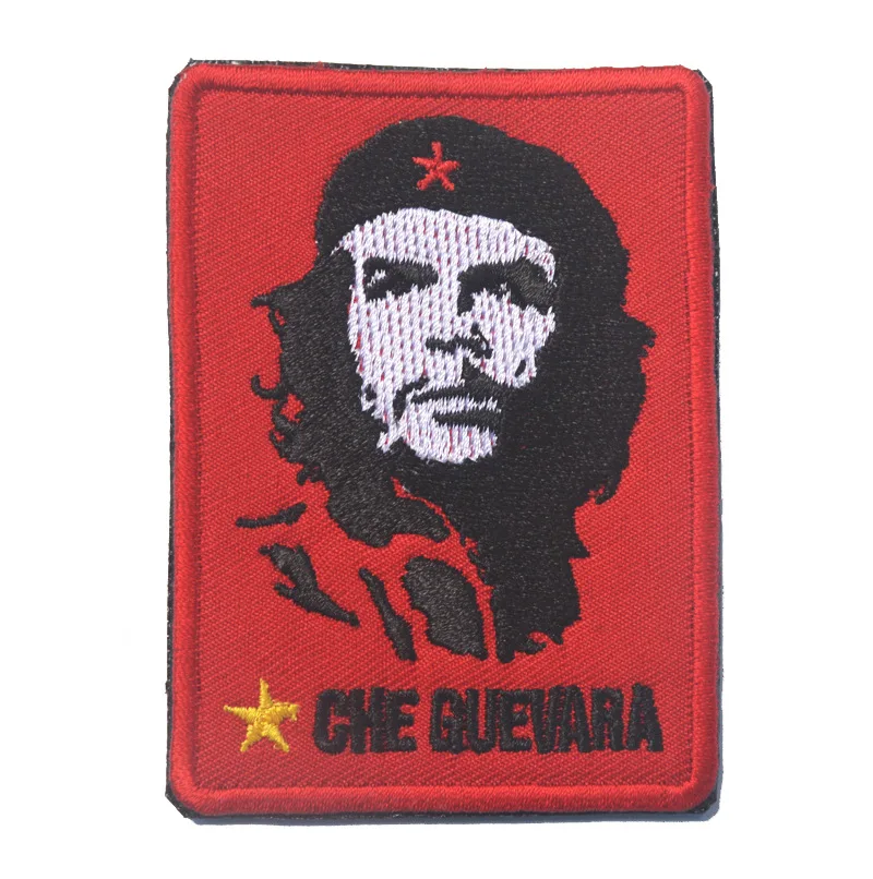 Che Guevara Head Portrait Embroidered Badge Hook Loop Patch Cuban Revolutionary Leader Round Memorial Emblem for Jacket Cap Bag