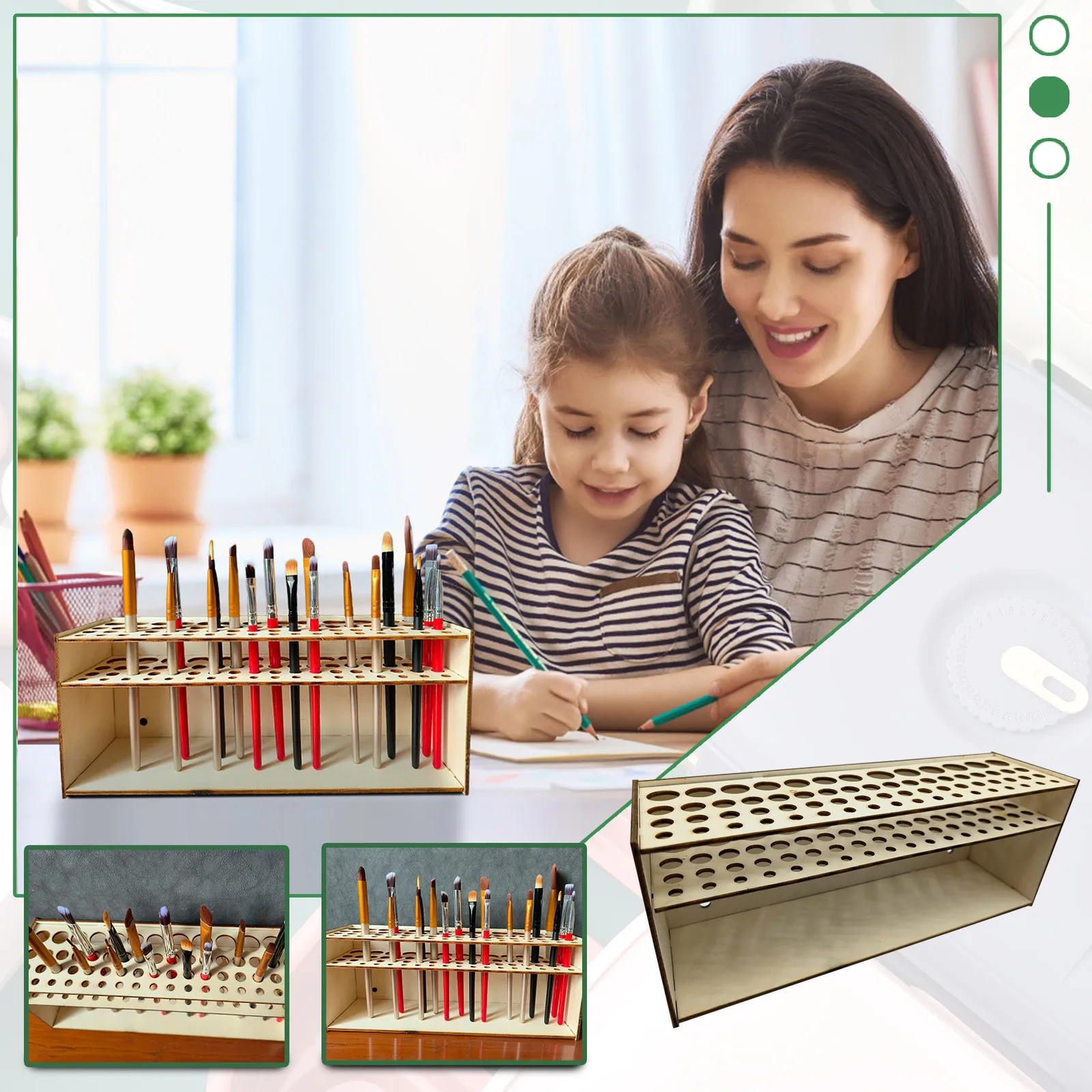 

Portable 67 Holes Paint Brush Pen Holder Watercolor Paint Brush Holder Stand Painting Supplies For Students Desk Organizer
