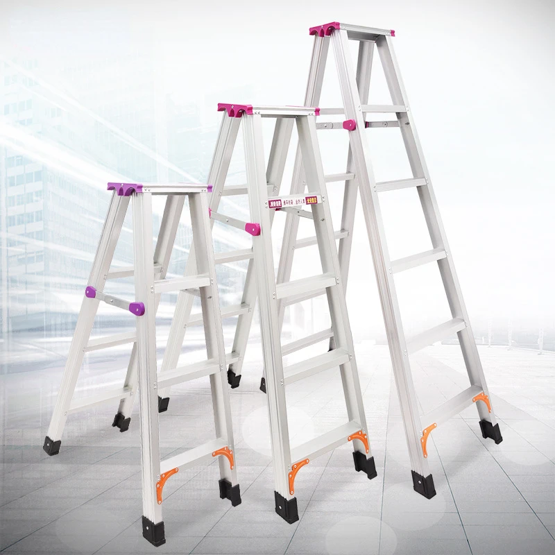 Aluminum alloy herringbone ladder double-sided widening and thickening engineering ladder folding ladder household attic stairs