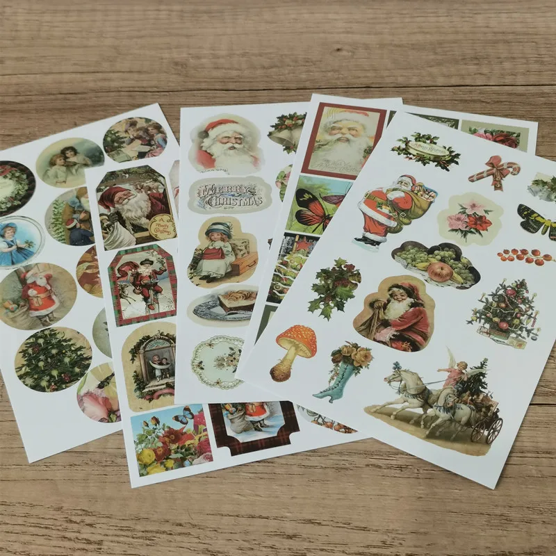 Merry Christmas Paper Decorative Tag Stickers Scrapbooking Stick Label Diary Stationery Album Blessing sticker Junk Journaling