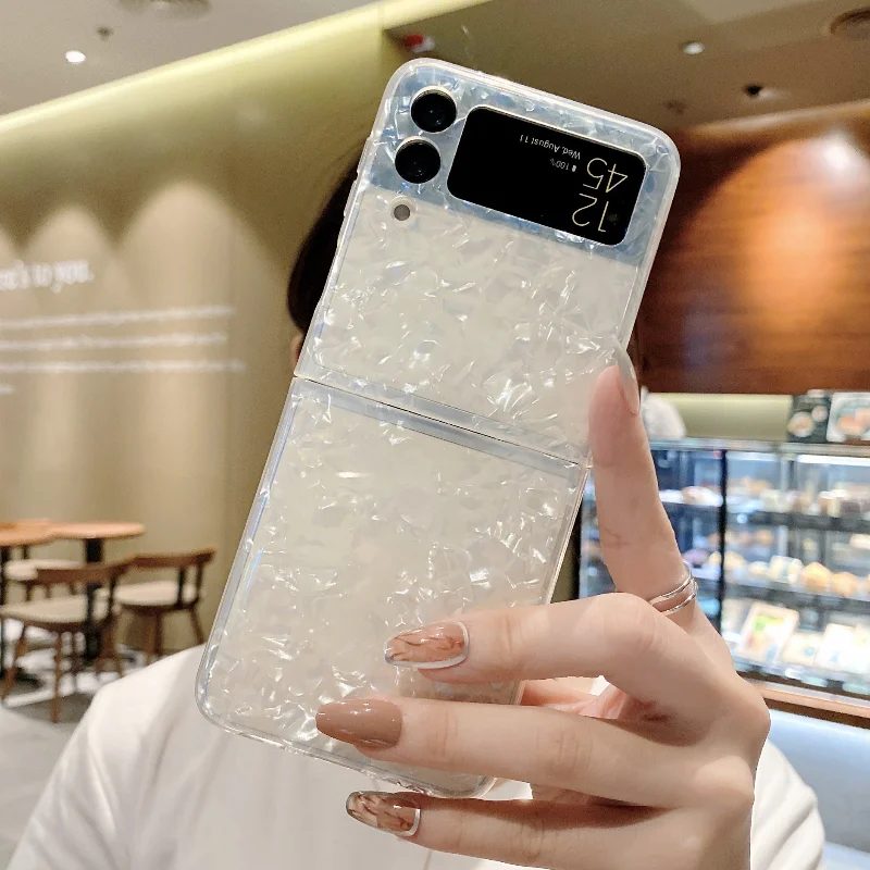 

Новая модель подходит для Samsung Galaxy ZFlip4, складной экран, ослепительный корпус, мраморный защитный чехол ZFlip3, чехлы для телефонов