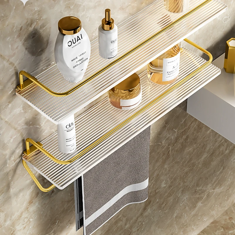 

Organizer Bathroom With Towel Holder Bathroom Shampoo Bathroom Shelf Shelves Holder Storage Acrylic No-drilling Racks Luxury