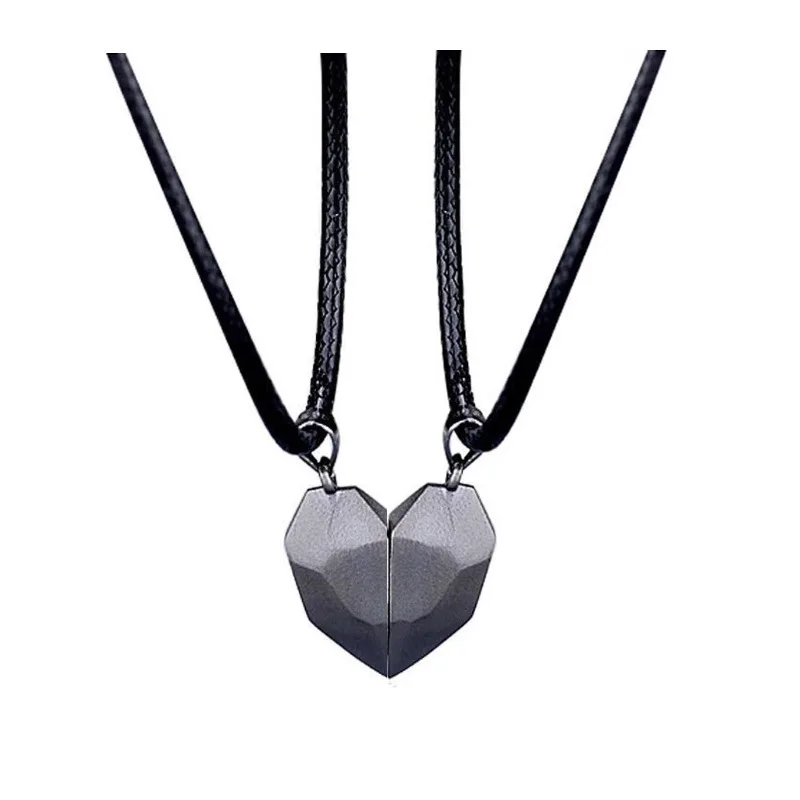 

20Pcs Trend Magnetic Heart Couple Necklac Korean Fashion Gothic Punk Heart Pendant Necklace for Women Lovers Party Gift