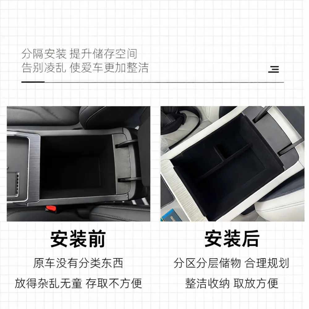 Фото Для Geely Galaxy E5 EX5 Proton eMAS 7: Органайзер-подносик для хранения в подлокотнике, аксессуар для центральной консоли, держатель для коробки. №2