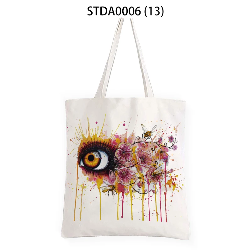 Яркие и красивые холщовые сумки-тоуты с глазами сумка на плечо тканевая