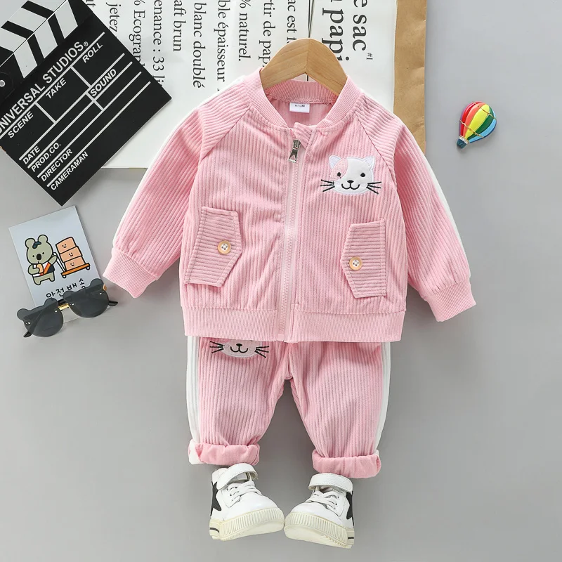 

XJZ-Baby Clothes Toddler girl Clothes- 0-5 Years Old Autumn long-Sleeved Longs Suit Baby Printed Shirt Two-Piece Suit