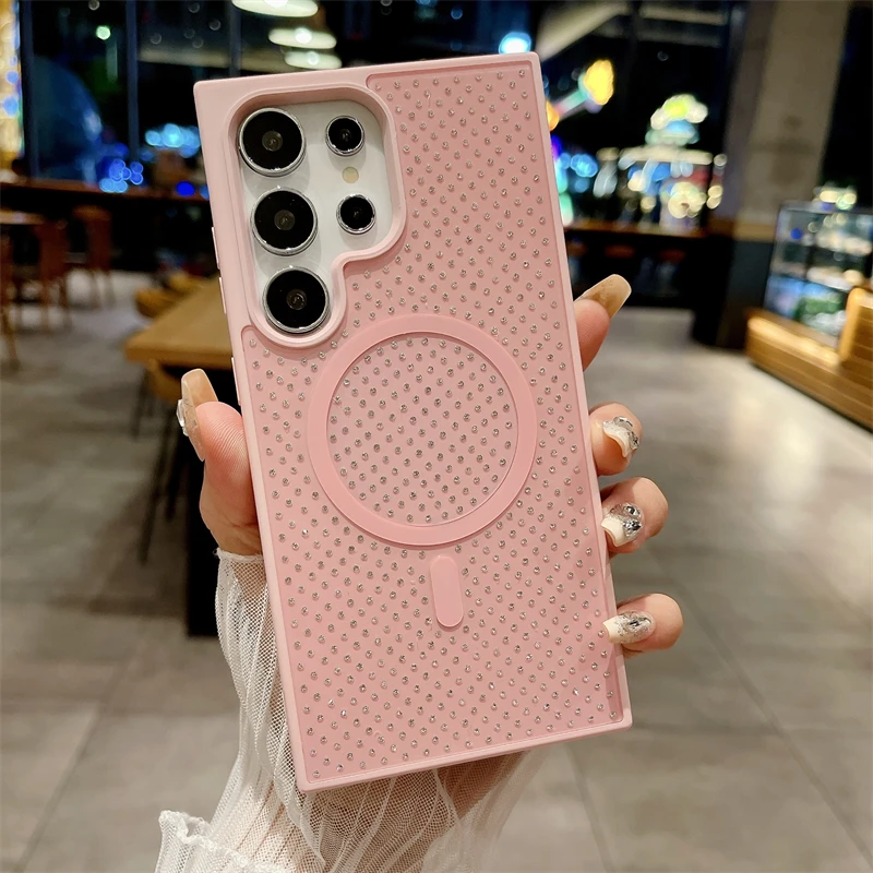 Магнитный чехол с блестящим бриллиантом для Magsafe беспроводной зарядкой Samsung Galaxy