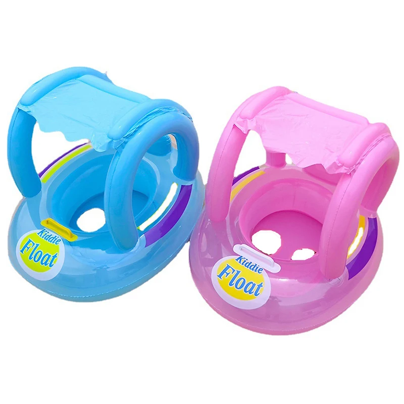 

Kiddie Float Baby Inflatable Swim Ring Float Seat with Awning for Swimming Pool Mat Bathtub Infant Tank Summer Water Play Game