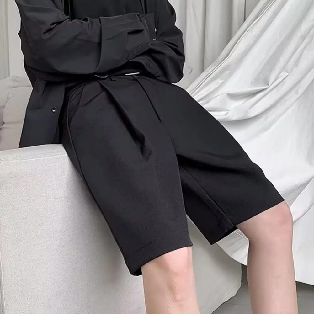 

Trendy Short Suit Pants Thin Men Shorts Pockets Men Knee Length Office Suit Short Pants Dressing Up