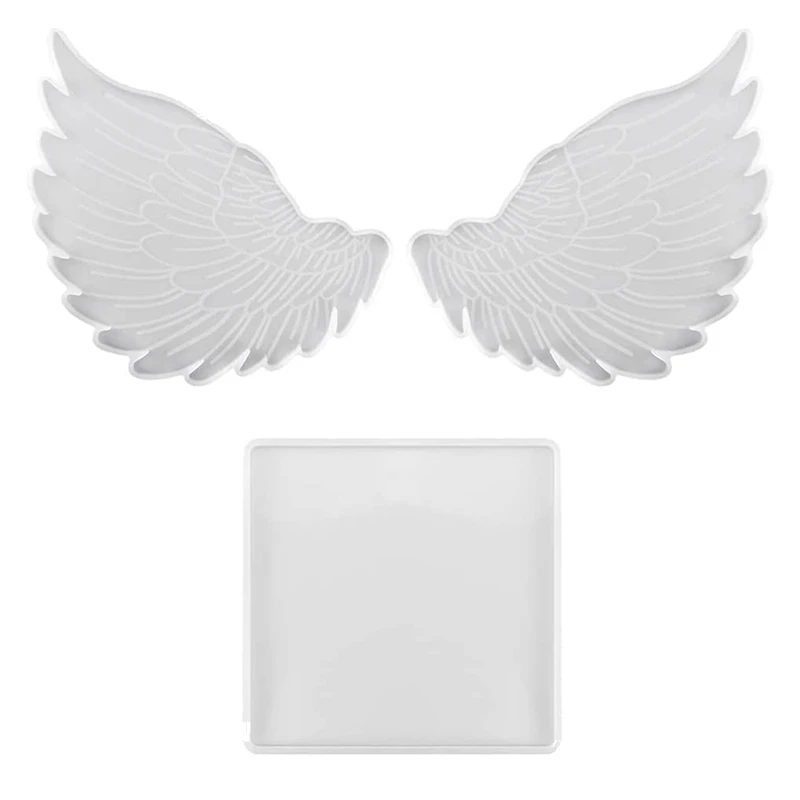 

Large Size Square Silicone Mold And Angel Wings Mold Set DIY Resin Coaster, Photo Frame (7.5 X 7.5 Inches)